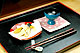 おつまみと一緒に--ひょうたん盃ぐいのみ（赤）